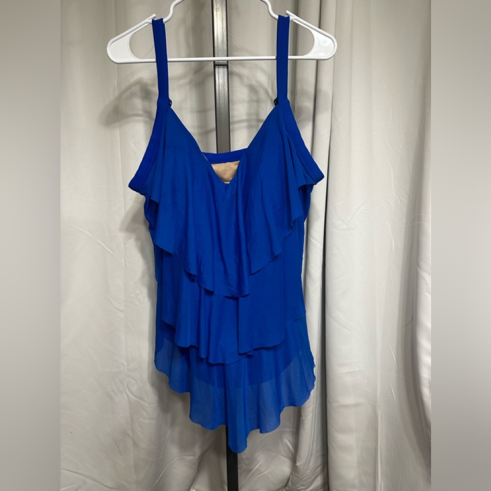 Tropical Royal Blue “ Jaqueline Smith “ Shelf Bra Tankini Top